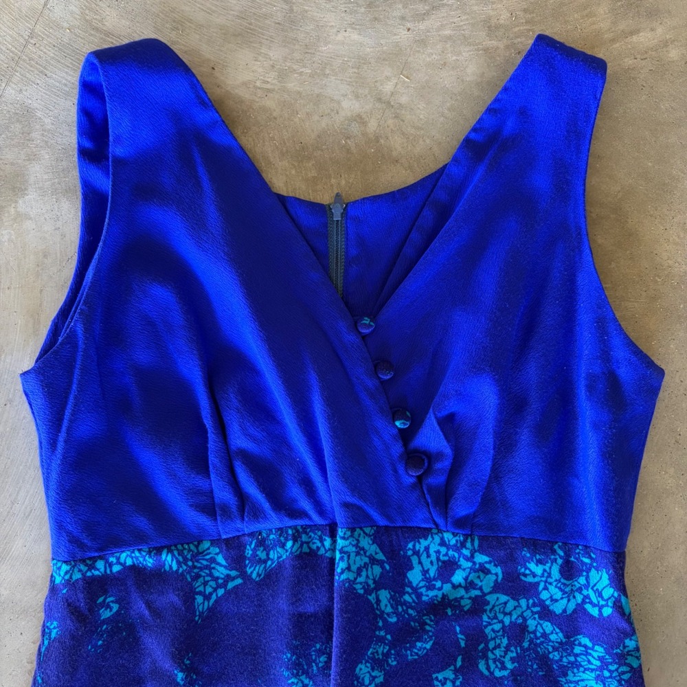 Vintage Liberty House Hawaii Lilia Honolulu Blue Teal Floral Maxi Dress - Picture 2 of 5